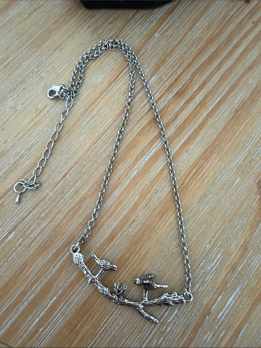 Silver Bird on Branch Pendant Necklace - Women Jewelry